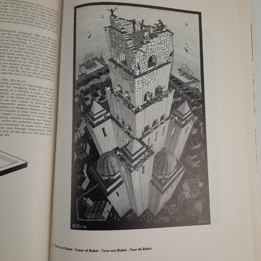 1971 THE GRAPHIC WORK OF MC ESCHER Artist Illusion Staircase Pattern Math Book - Picture 8 of 9